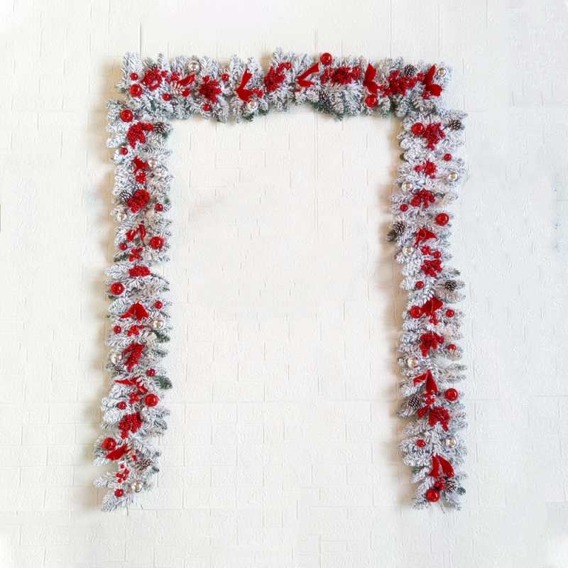 1.2m-1.8m red flocked Artificial Christmas Garland