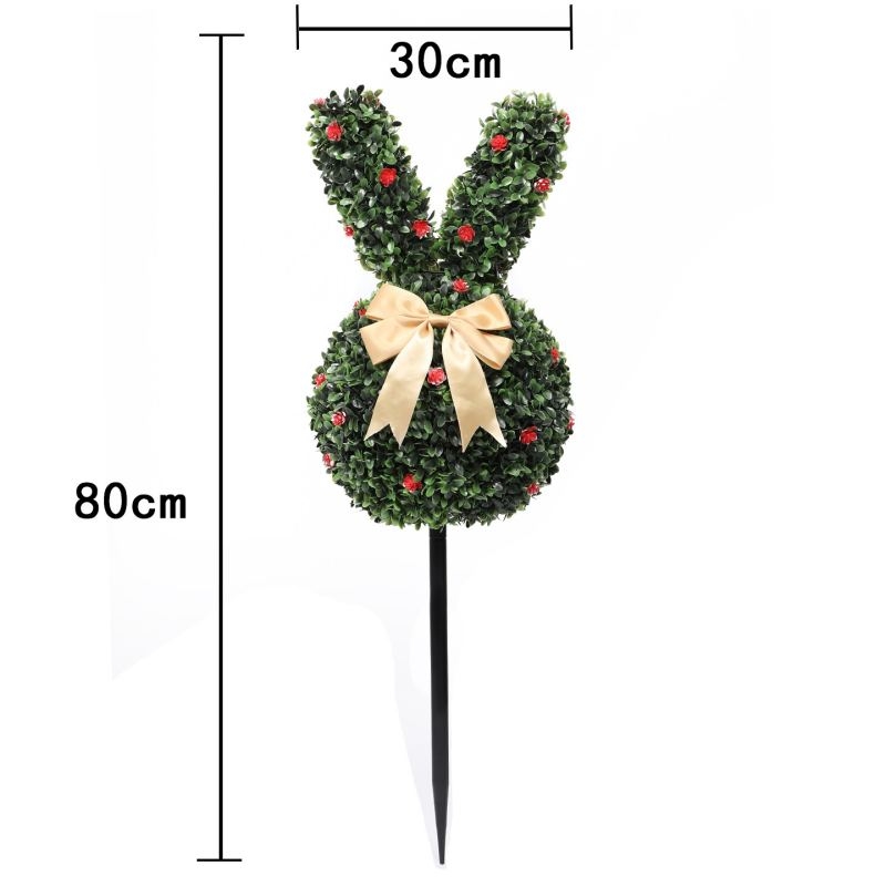Artificial Bunny Topiary with Ground Stake