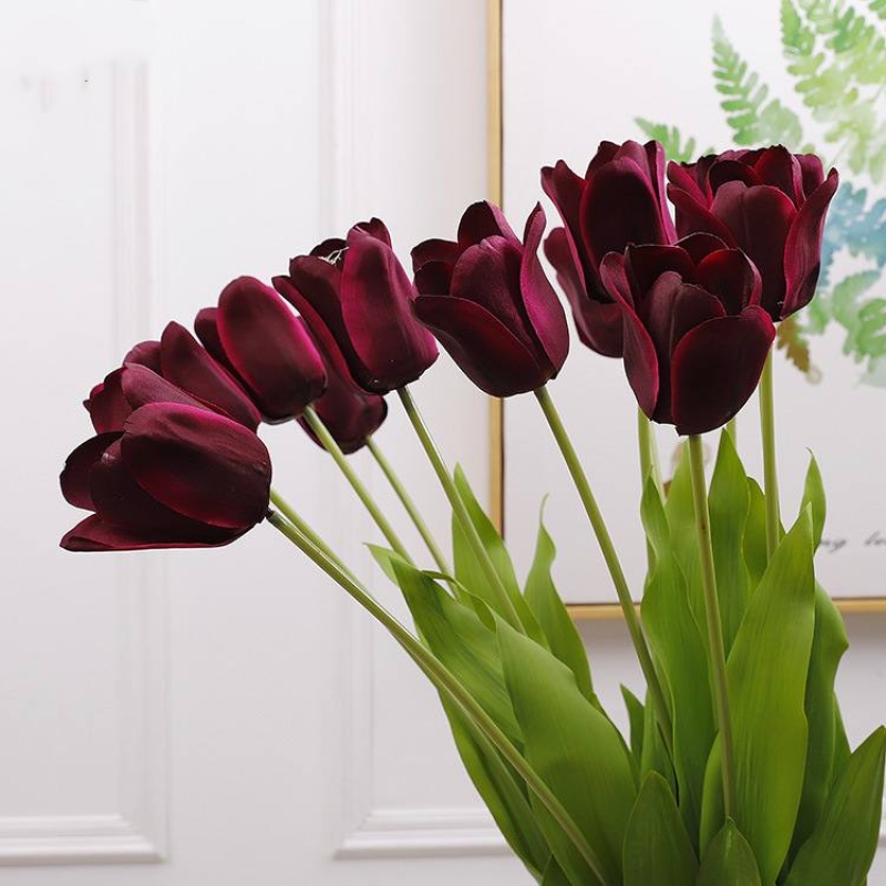 Artificial open-mouthed smiling silk tulip