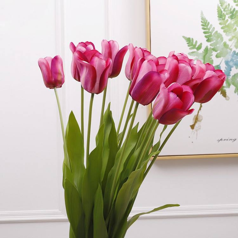 Artificial open-mouthed smiling silk tulip