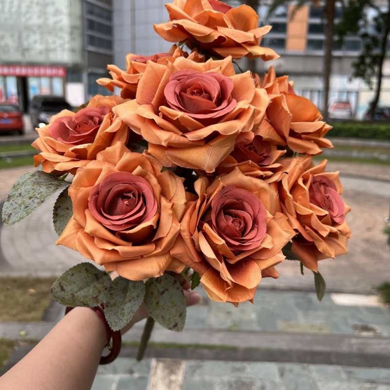 Artificial diamond rose with nine blooms