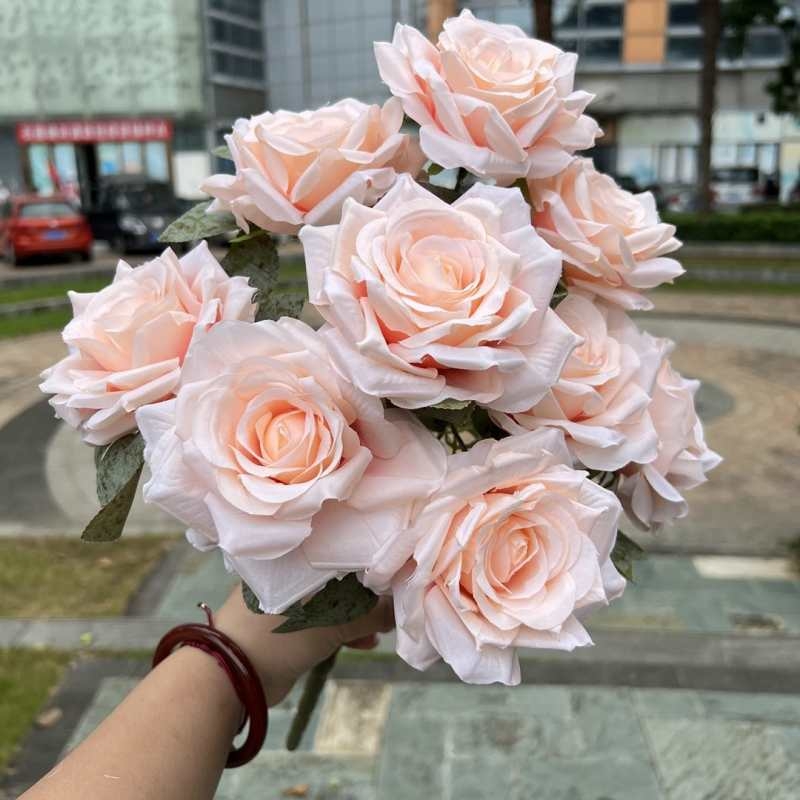 Artificial diamond rose with nine blooms