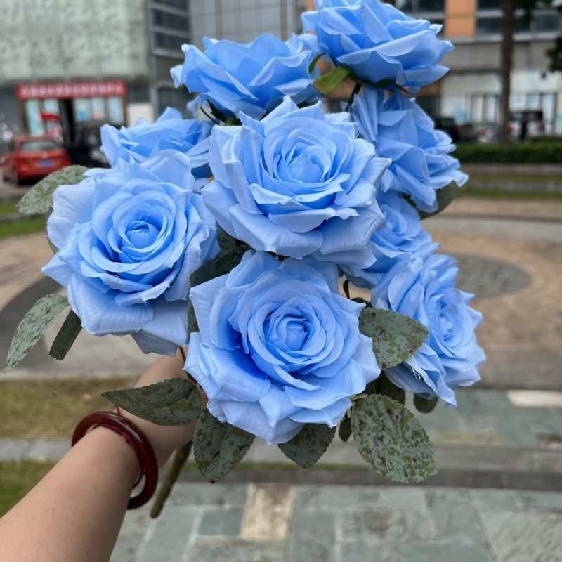 Artificial diamond rose with nine blooms