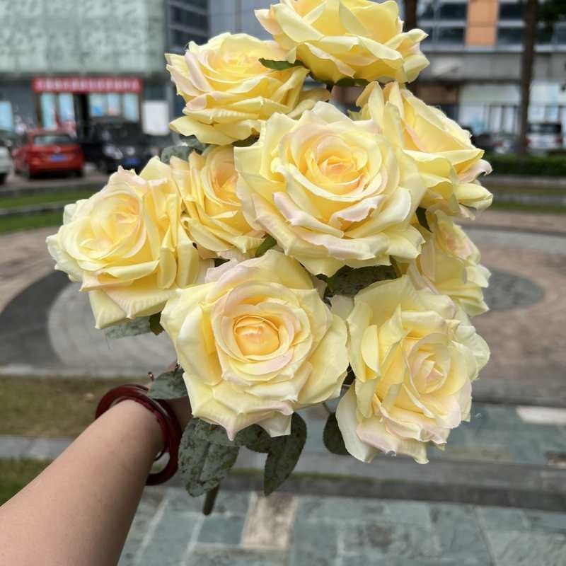 Artificial diamond rose with nine blooms