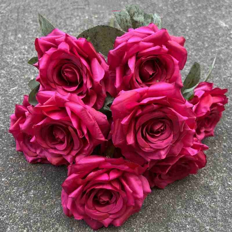 Artificial diamond rose with nine blooms