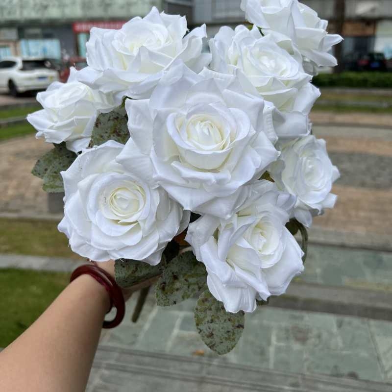 Artificial diamond rose with nine blooms