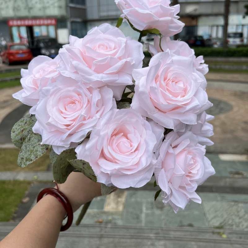 Artificial diamond rose with nine blooms