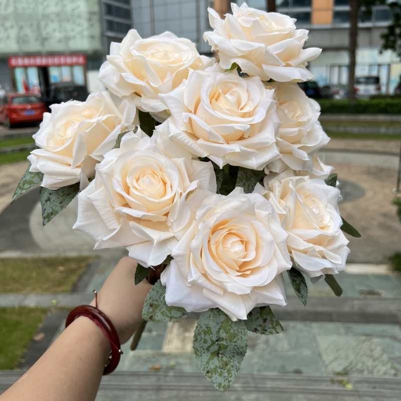 Artificial diamond rose with nine blooms