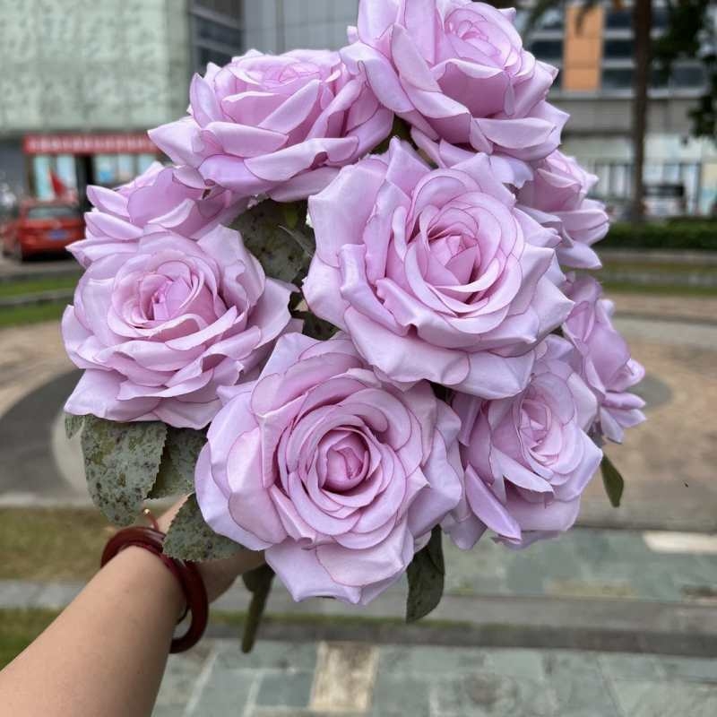Artificial diamond rose with nine blooms