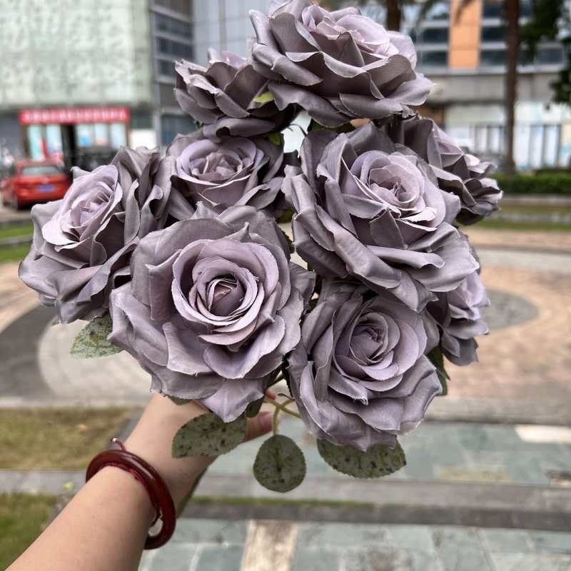 Artificial diamond rose with nine blooms