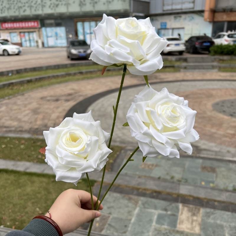 Artificial rose with three blooms