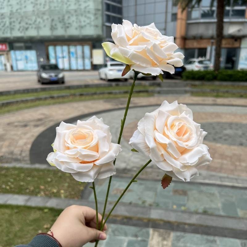 Artificial rose with three blooms