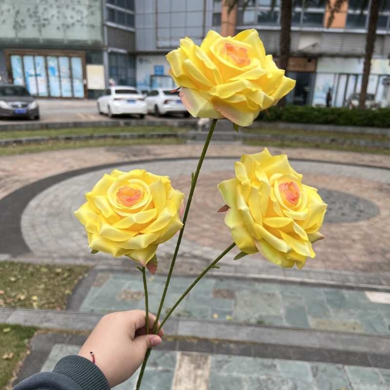 Artificial rose with three blooms