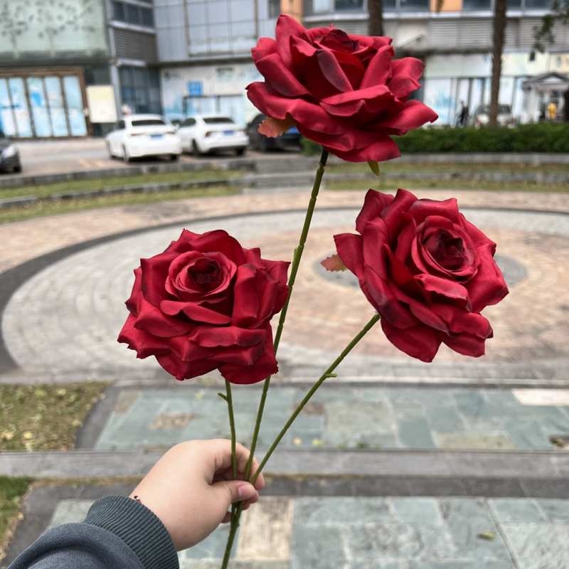 Artificial rose with three blooms