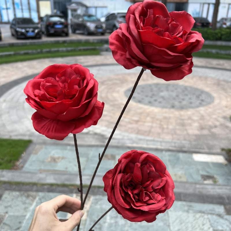 Austin artificial rose with three blooms