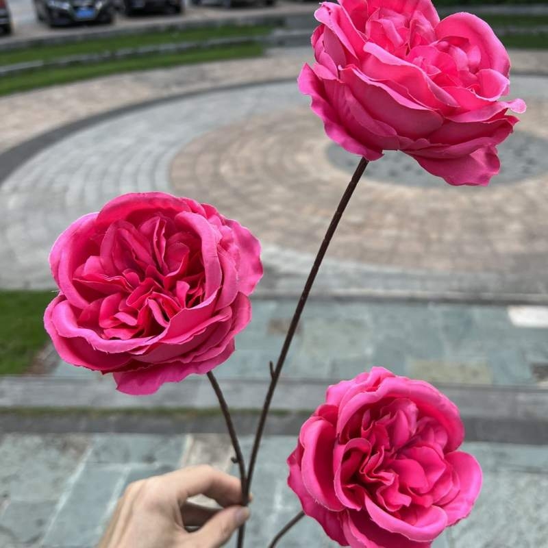 Austin artificial rose with three blooms