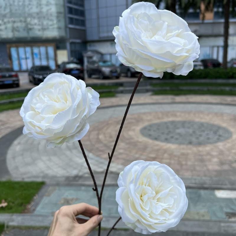 Austin artificial rose with three blooms