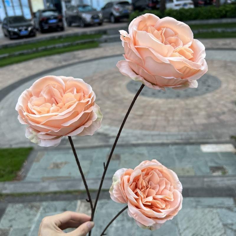 Austin artificial rose with three blooms