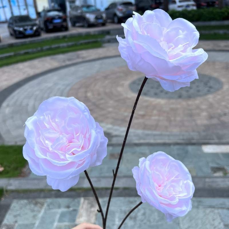 Austin artificial rose with three blooms
