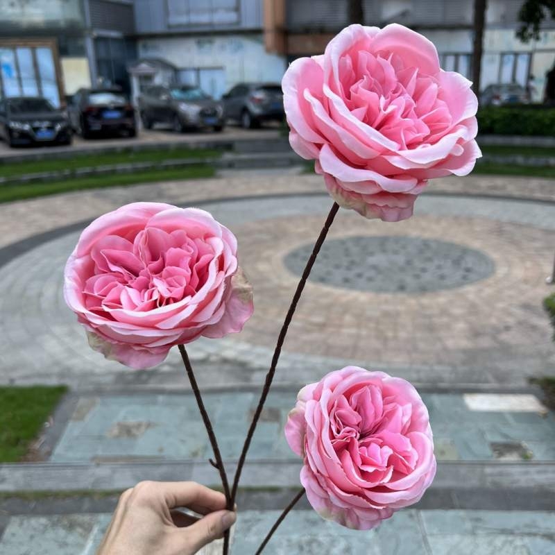 Austin artificial rose with three blooms