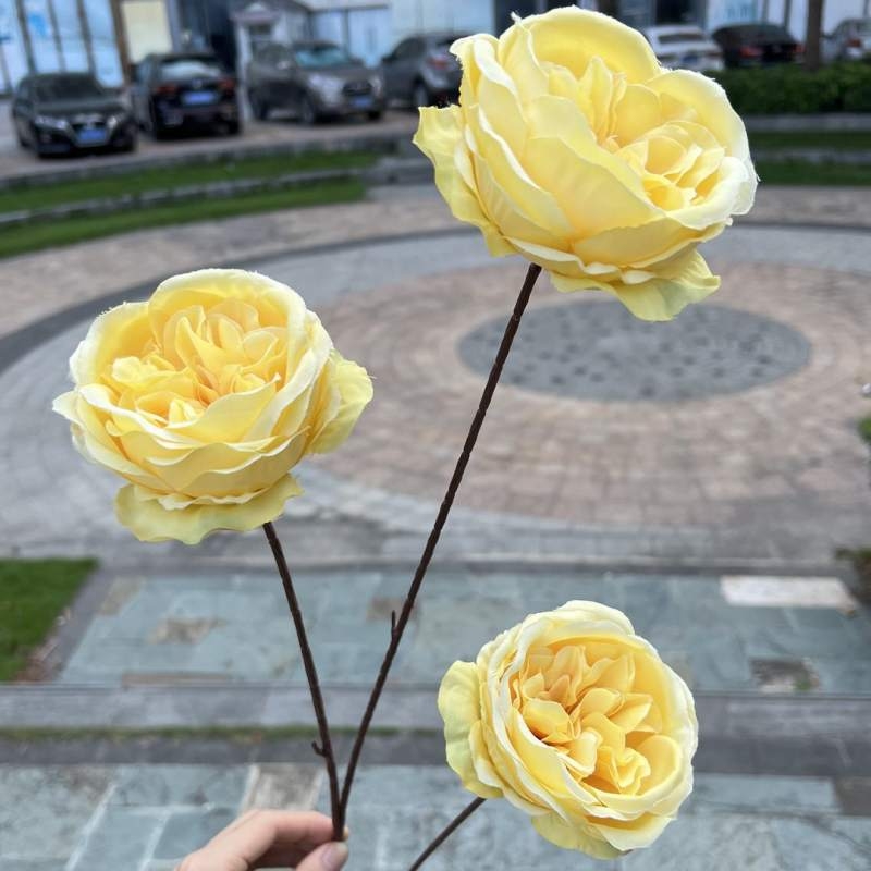 Austin artificial rose with three blooms