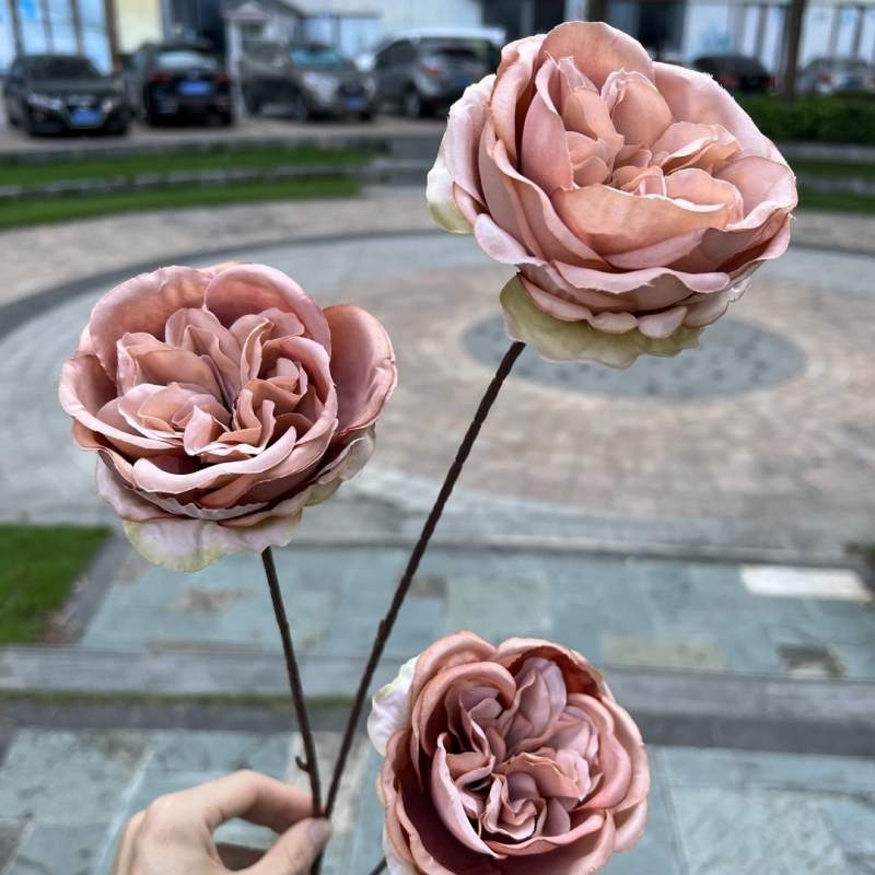 Austin artificial rose with three blooms
