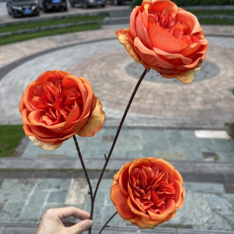 Austin artificial rose with three blooms