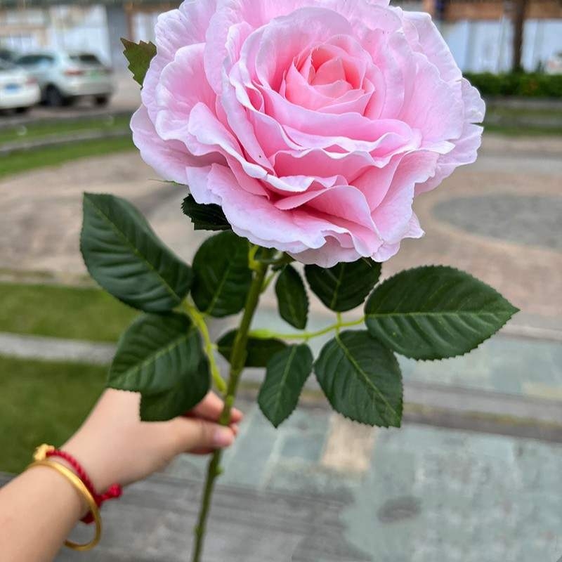 Soft-touch artificial single rose