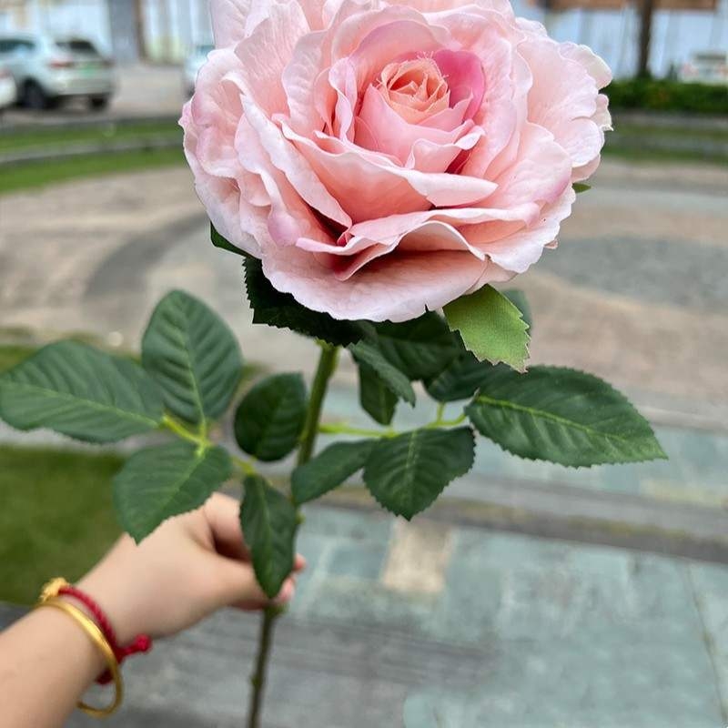 Soft-touch artificial single rose