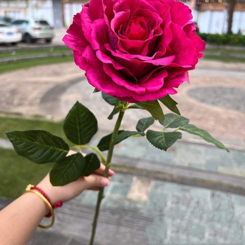 Soft-touch artificial single rose