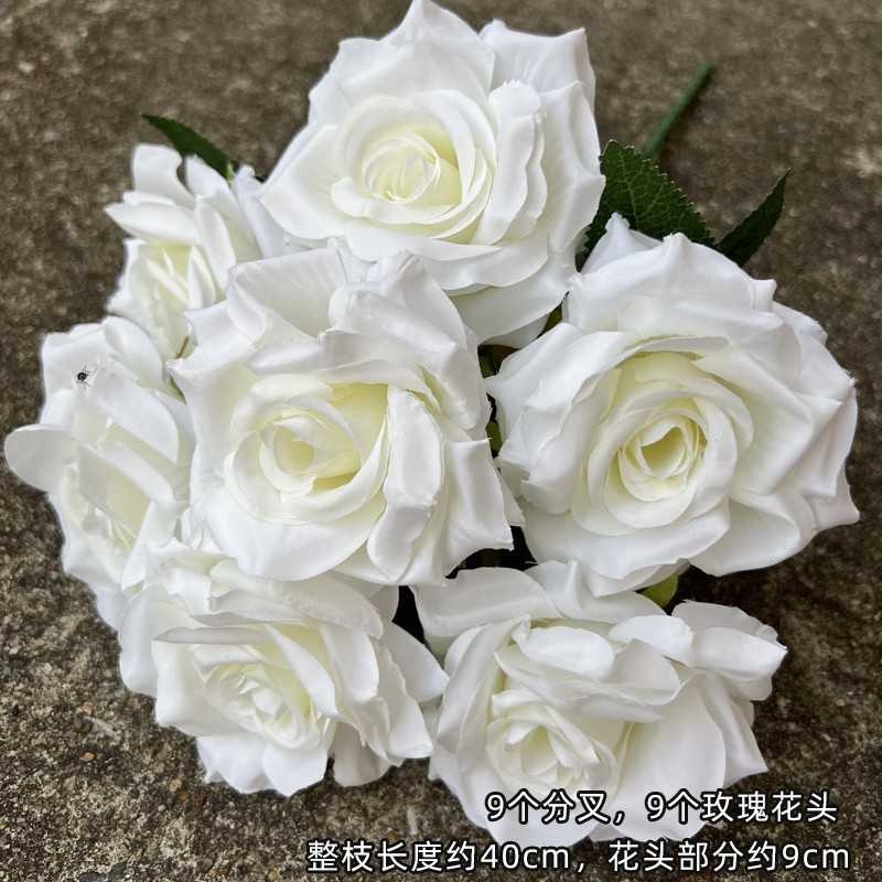 Artificial rose with nine blooms