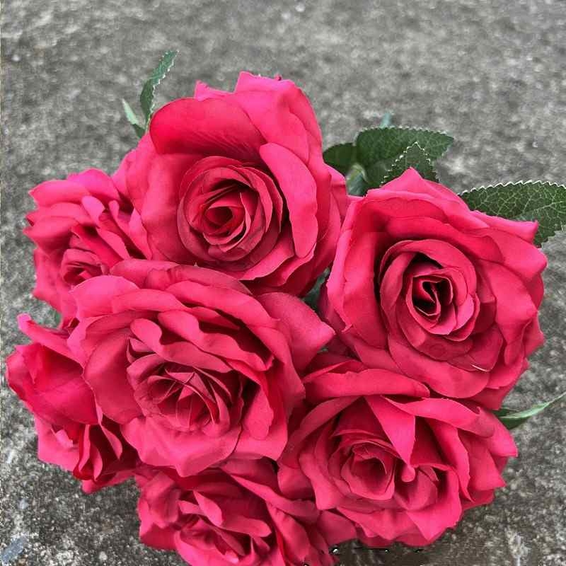 Artificial rose with nine blooms