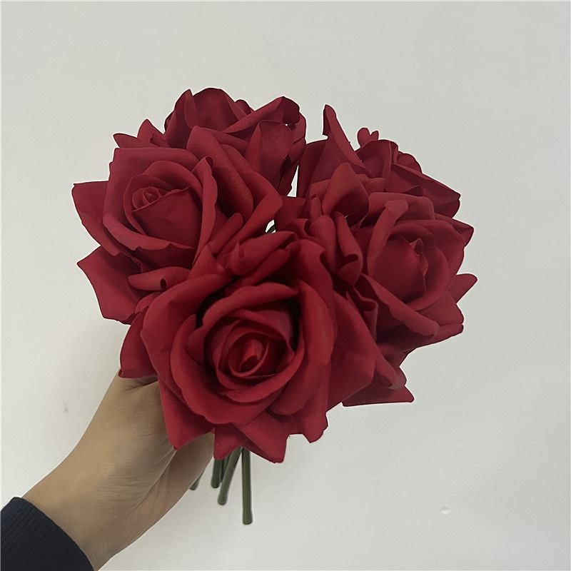 Wholesale Artificial Curled-Edge Rose Bouquet –25cm  5 Blooms