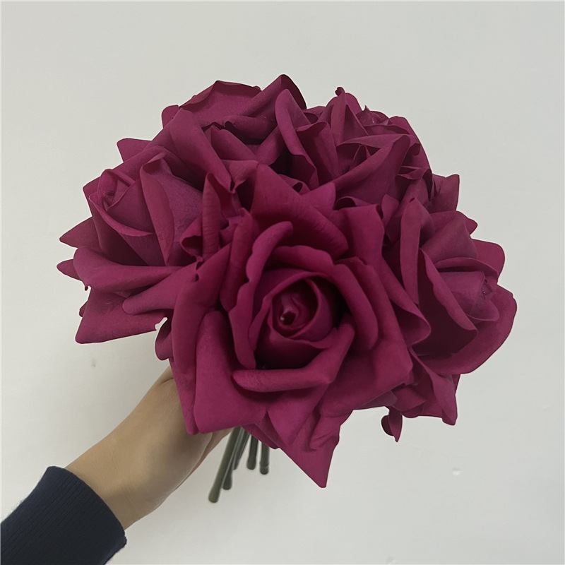 Wholesale Artificial Curled-Edge Rose Bouquet –25cm  5 Blooms