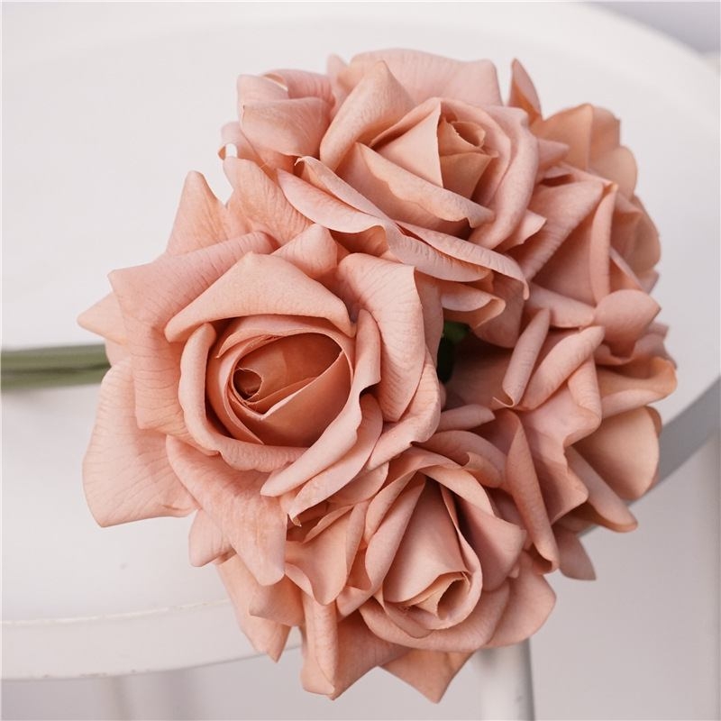 Wholesale Artificial Curled-Edge Rose Bouquet –25cm  5 Blooms