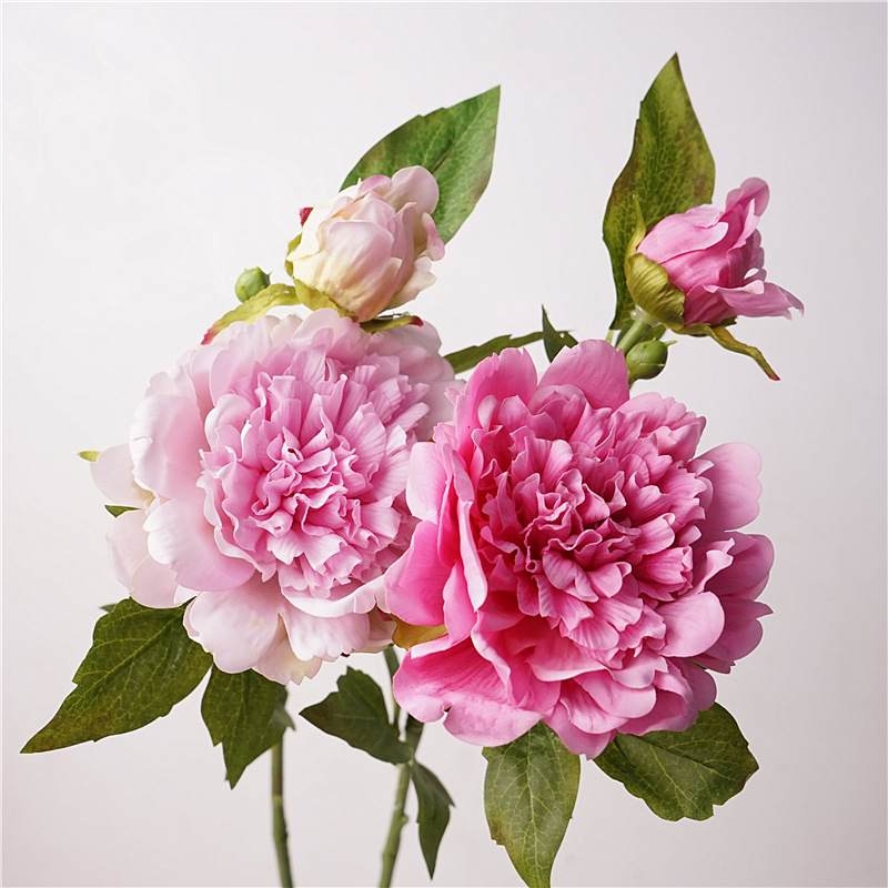 High-quality artificial peony with two blooms