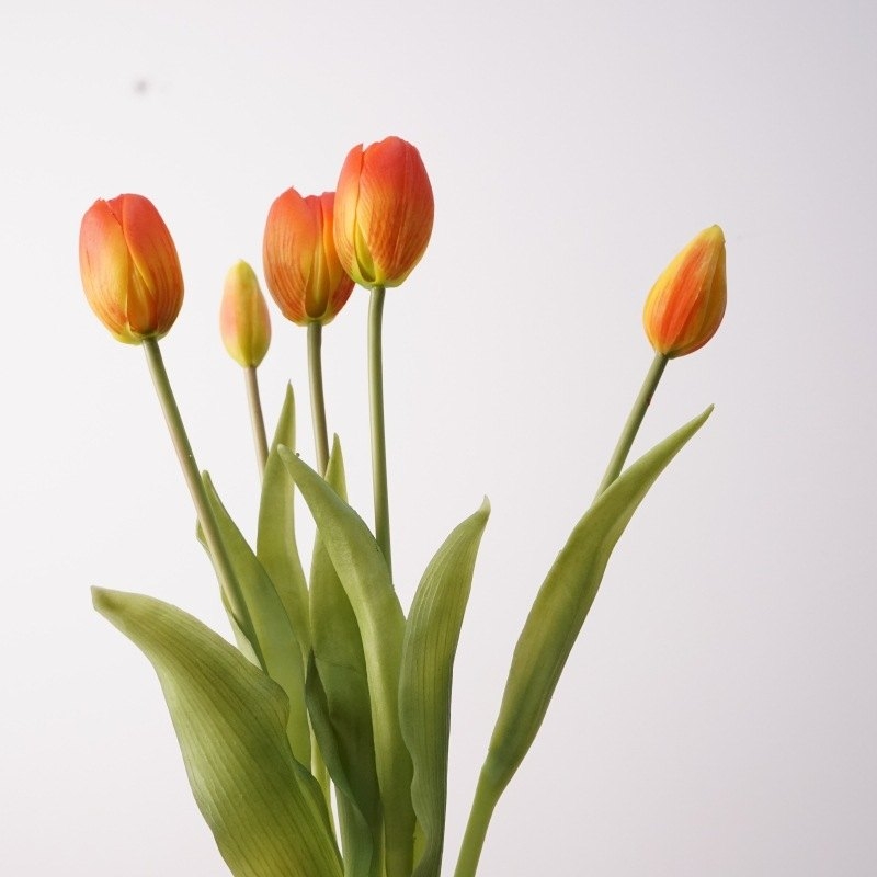 A bunch  of artificial tulips with five flowers