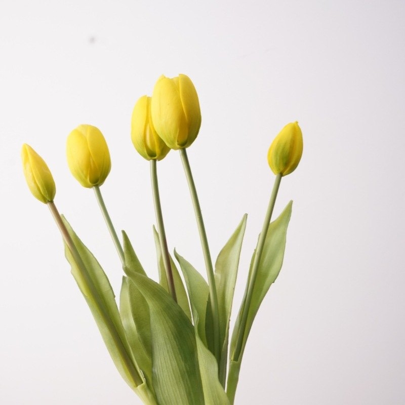 A bunch  of artificial tulips with five flowers