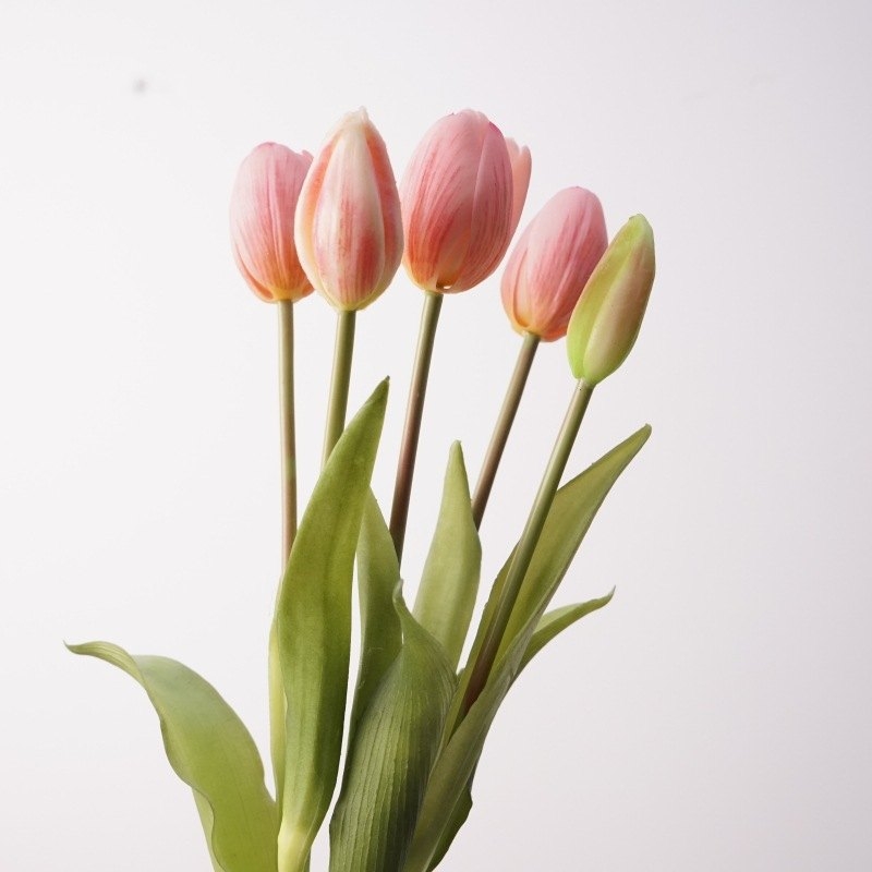 A bunch  of artificial tulips with five flowers