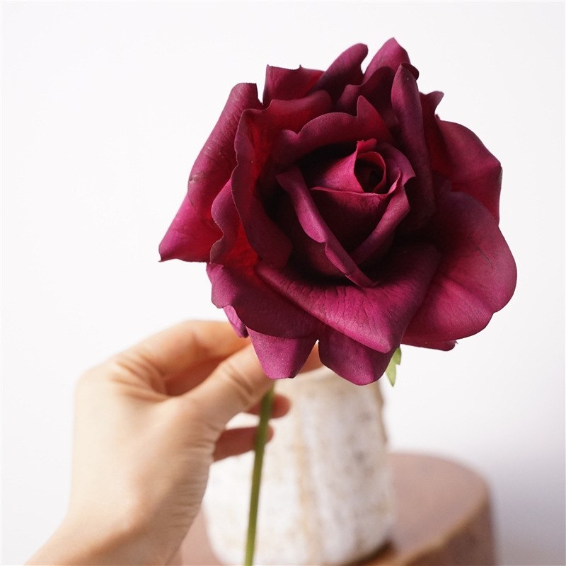 Soft-Touch Artificial Rose Stem – 12cm Bloom