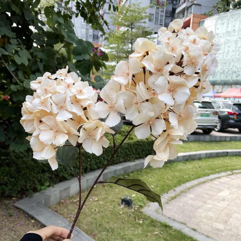 Two-Bloom Pagoda-Shaped Artificial Hydrangea Spray – 90cm