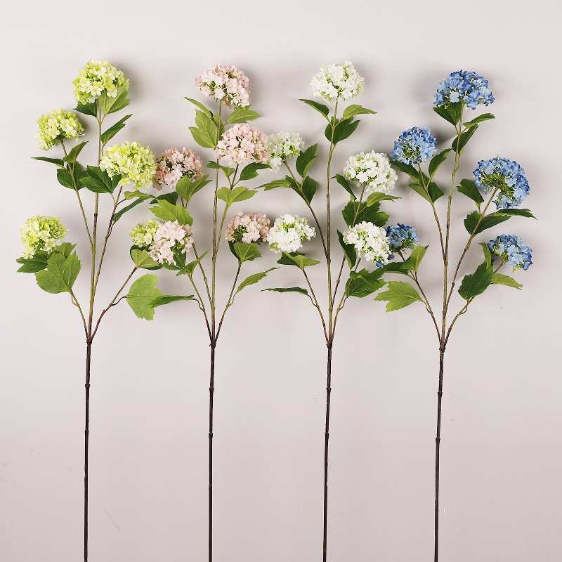 Five-Bloom Snowball-Shaped Fabric Artificial Hydrangea – 99cm