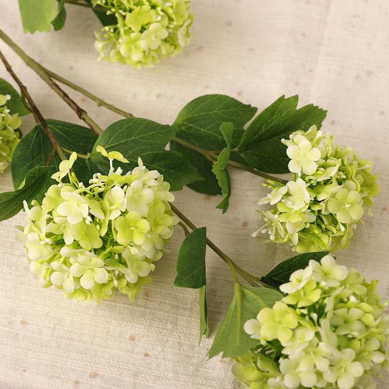 Five-Bloom Snowball-Shaped Fabric Artificial Hydrangea – 99cm
