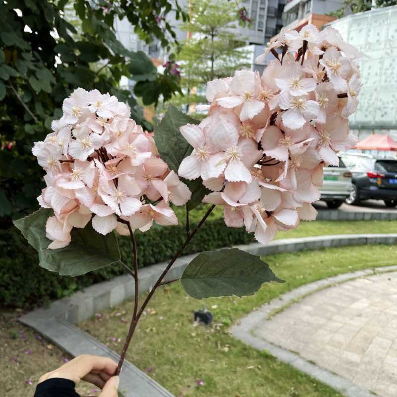 Two-Bloom Pagoda-Shaped Artificial Hydrangea Spray – 90cm