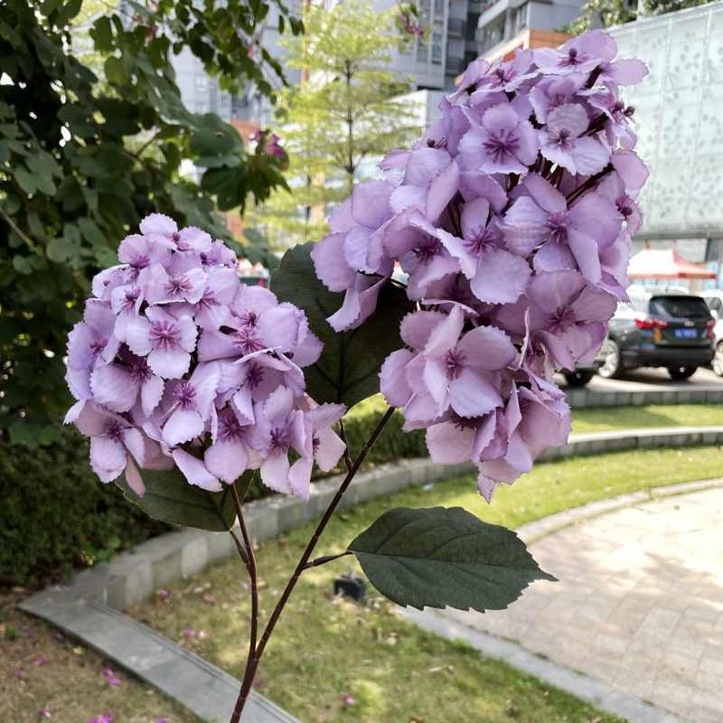 Two-Bloom Pagoda-Shaped Artificial Hydrangea Spray – 90cm