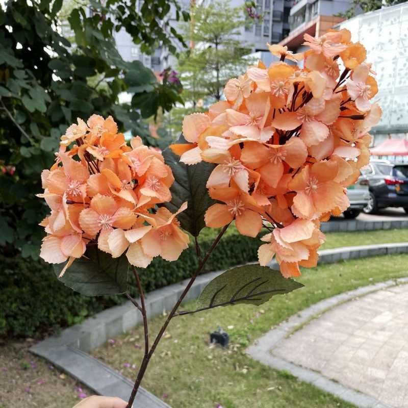 Two-Bloom Pagoda-Shaped Artificial Hydrangea Spray – 90cm