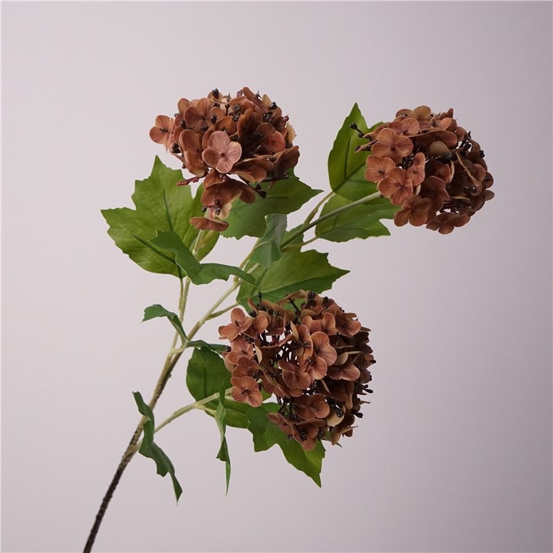 Three-Bloom Soft Plastic Artificial Hydrangea Spray – 68cm