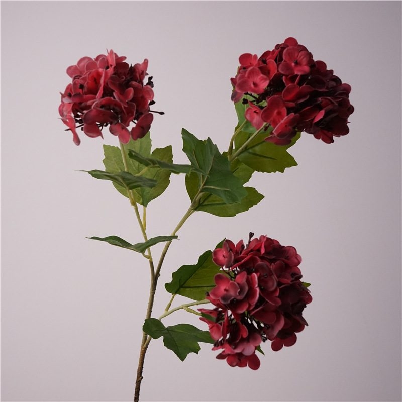 Three-Bloom Soft Plastic Artificial Hydrangea Spray – 68cm