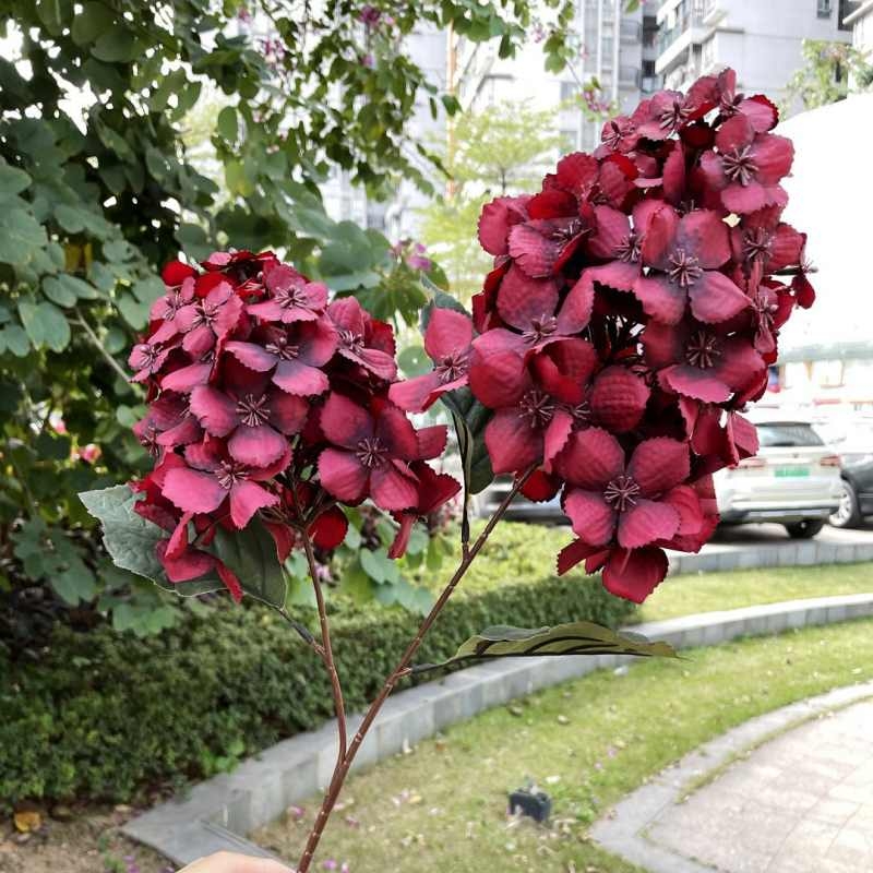 Two-Bloom Pagoda-Shaped Artificial Hydrangea Spray – 90cm