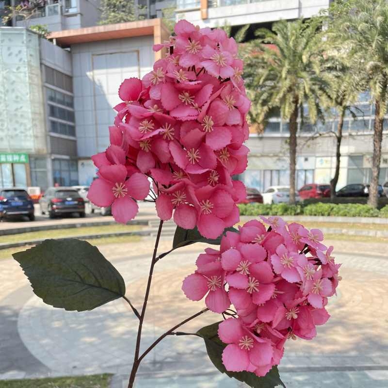 Two-Bloom Pagoda-Shaped Artificial Hydrangea Spray – 90cm